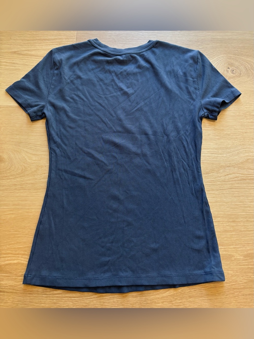Nine West Navy Ribbed Short Sleeve Tee - Picture 3 of 3